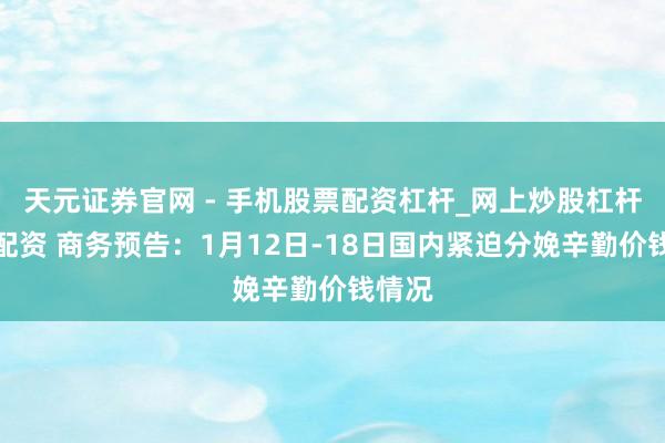 天元证券官网 - 手机股票配资杠杆_网上炒股杠杆官方配资 商务预告：1月12日-18日国内紧迫分娩辛勤价钱情况
