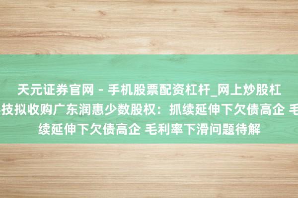 天元证券官网 - 手机股票配资杠杆_网上炒股杠杆官方配资 滋润科技拟收购广东润惠少数股权：抓续延伸下欠债高企 毛利率下滑问题待解